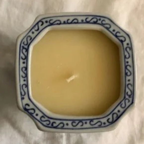 Chinoiserie mini cachepot plant pot with unscented candles inside unused Bombay - Picture 2 of 7